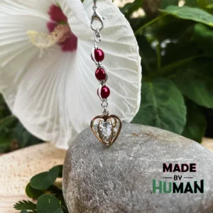 Vörös Gyöngy és Szív Medál Mobil Dísz